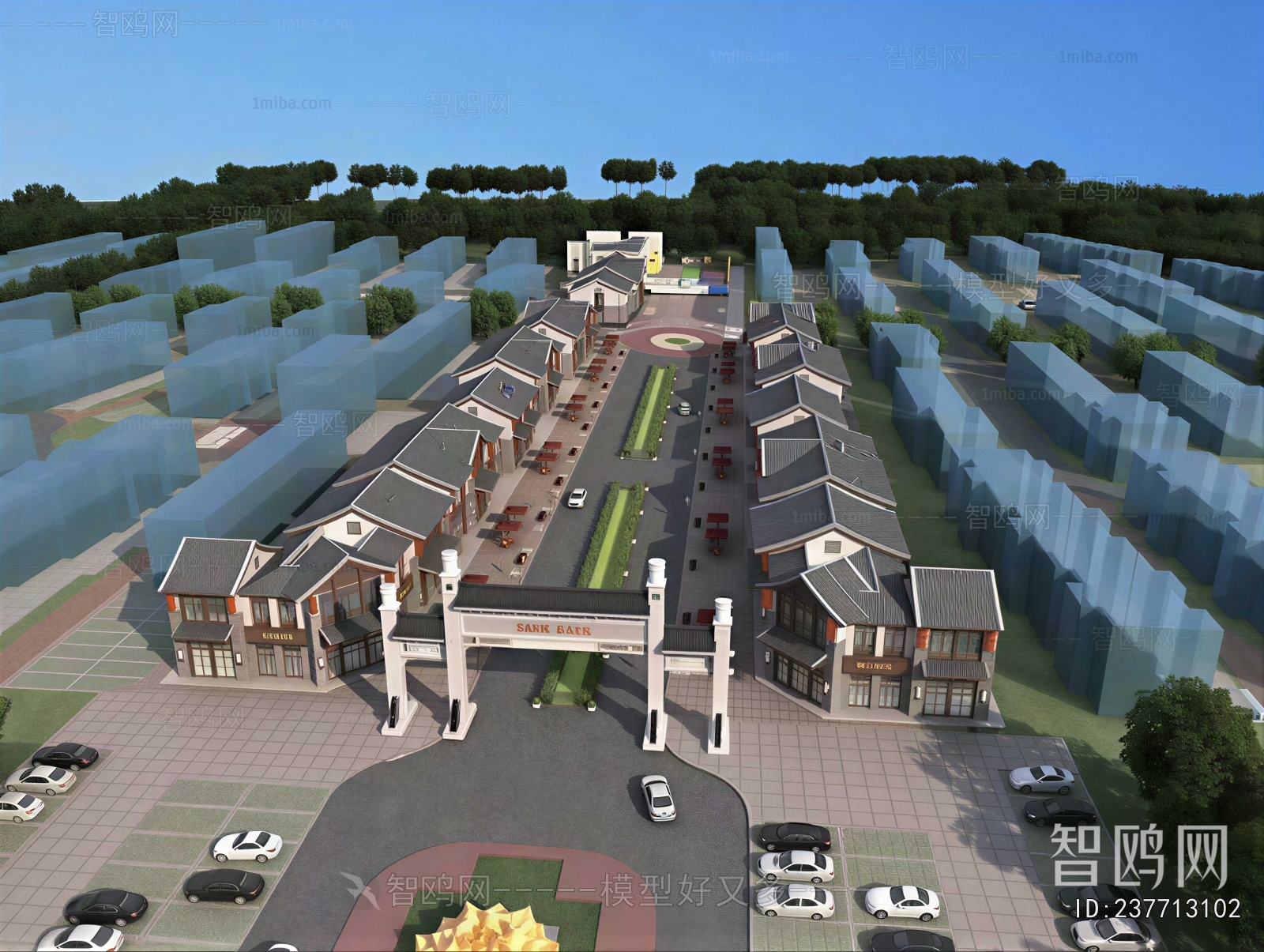 New Chinese Style Architectural Bird's-eye View Planning
