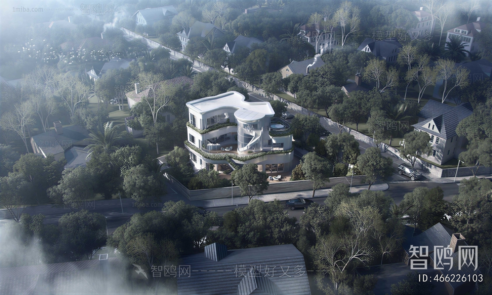 Modern Architectural Bird's-eye View Planning