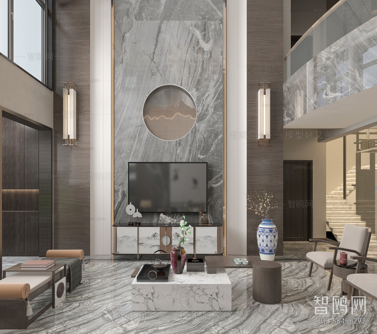 New Chinese Style A Living Room