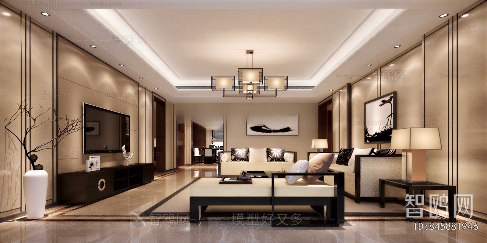 New Chinese Style A Living Room
