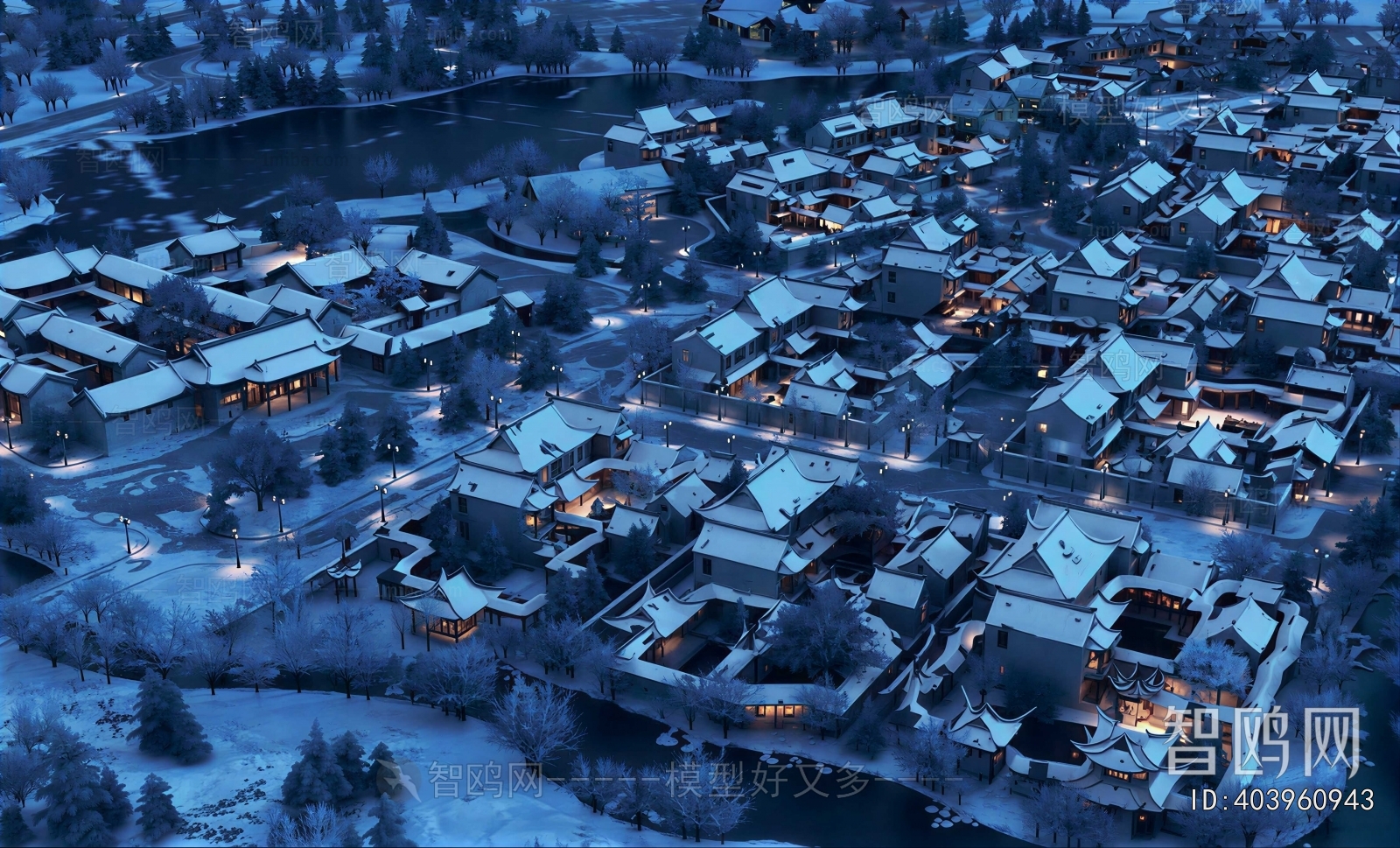 New Chinese Style Architectural Bird's-eye View Planning
