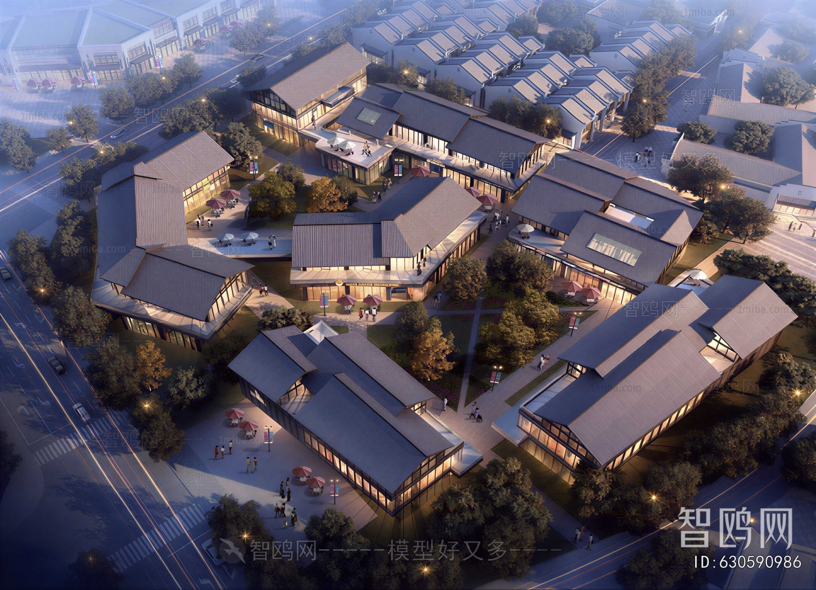 New Chinese Style Architectural Bird's-eye View Planning