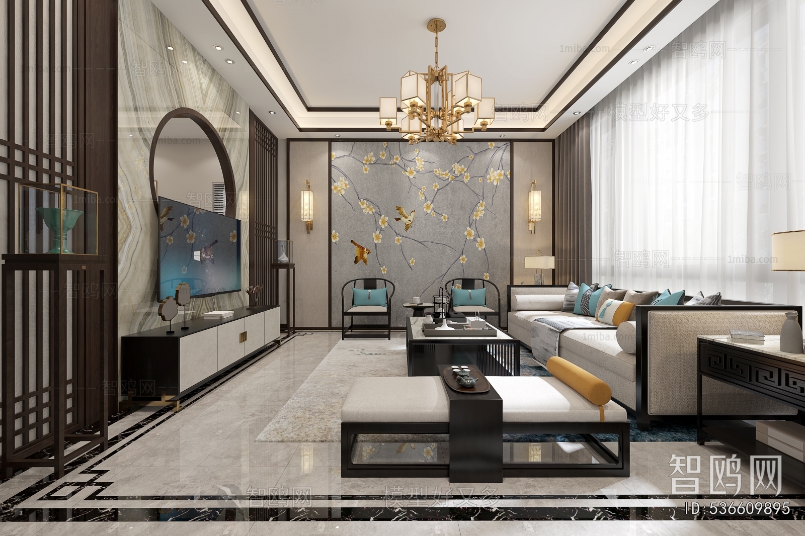 New Chinese Style A Living Room