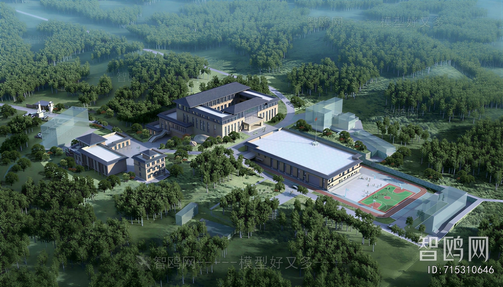 New Chinese Style Architectural Bird's-eye View Planning