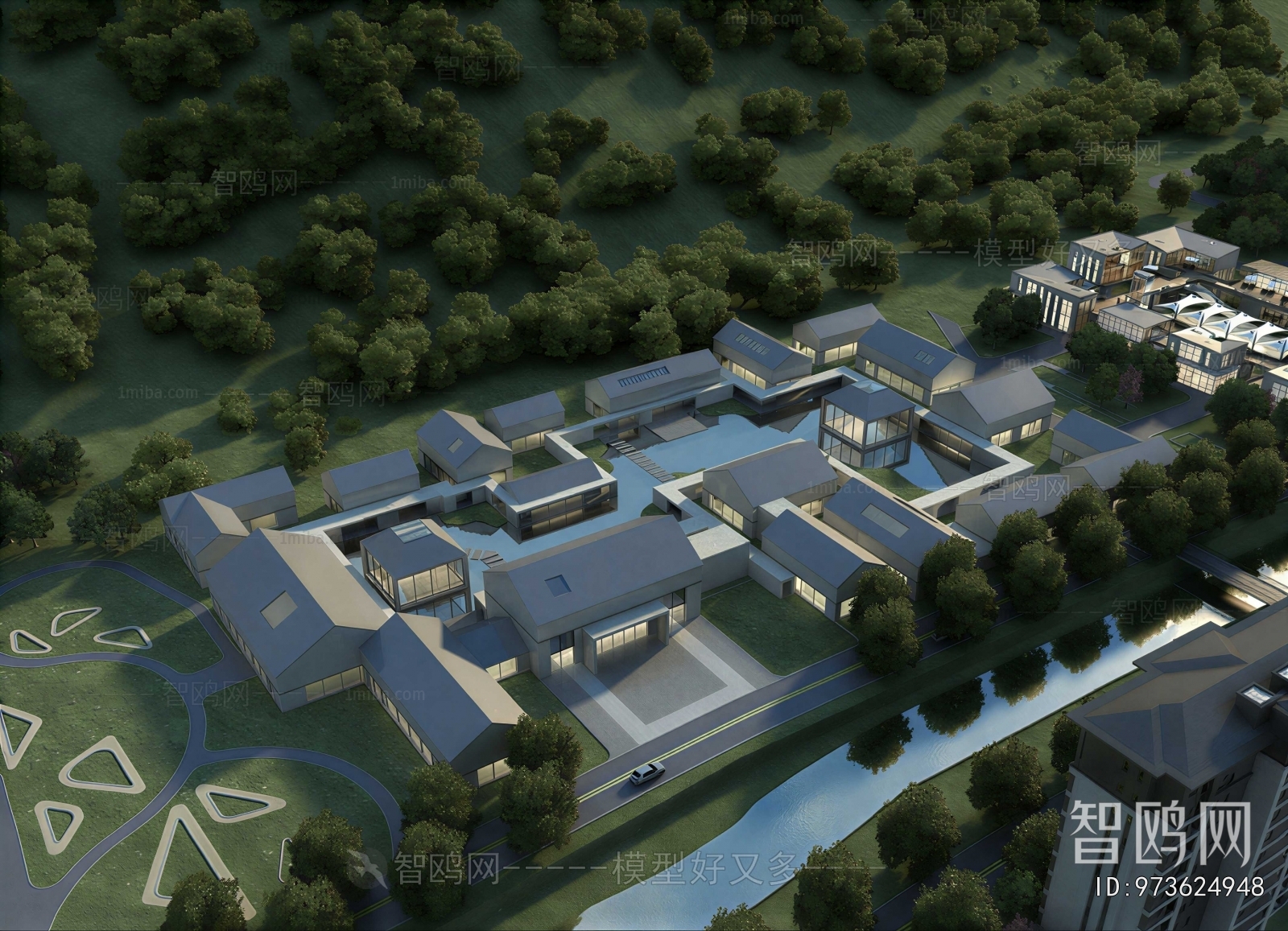 Modern Architectural Bird's-eye View Planning