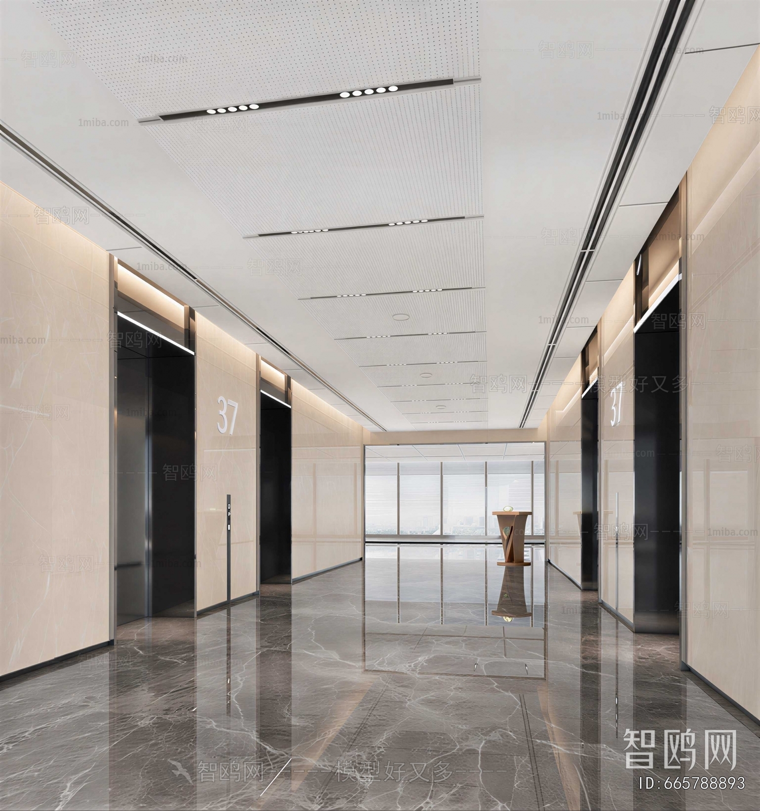Modern Office Elevator Hall