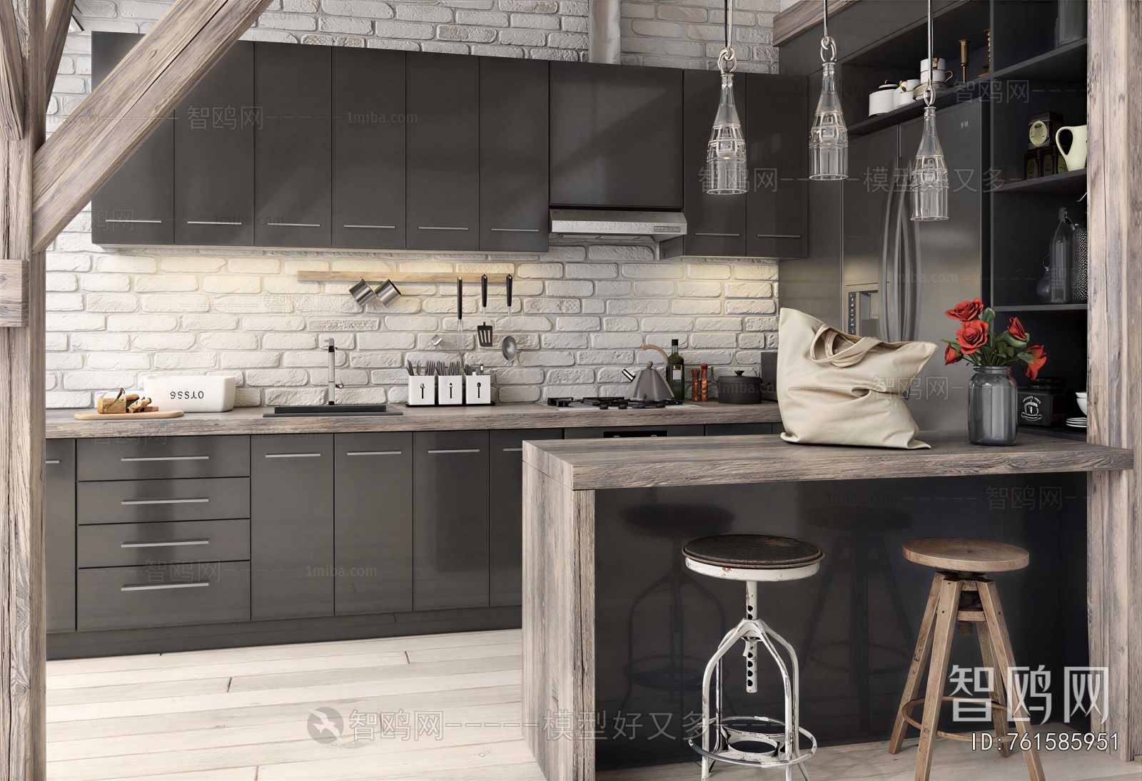 Industrial Style Open Kitchen