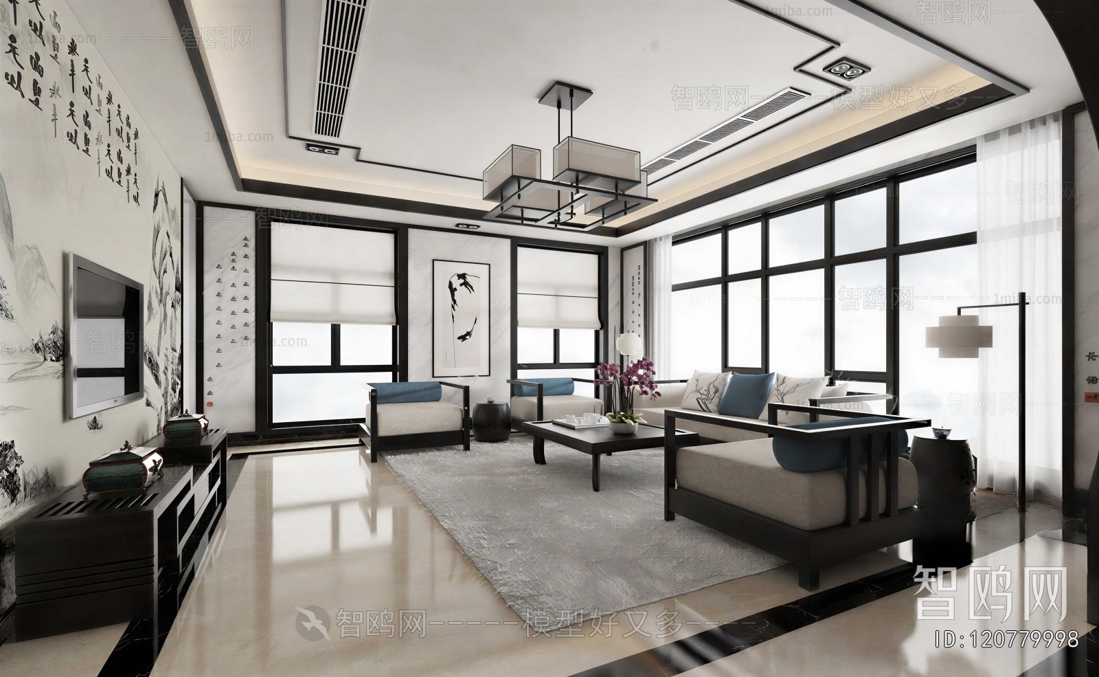 New Chinese Style A Living Room