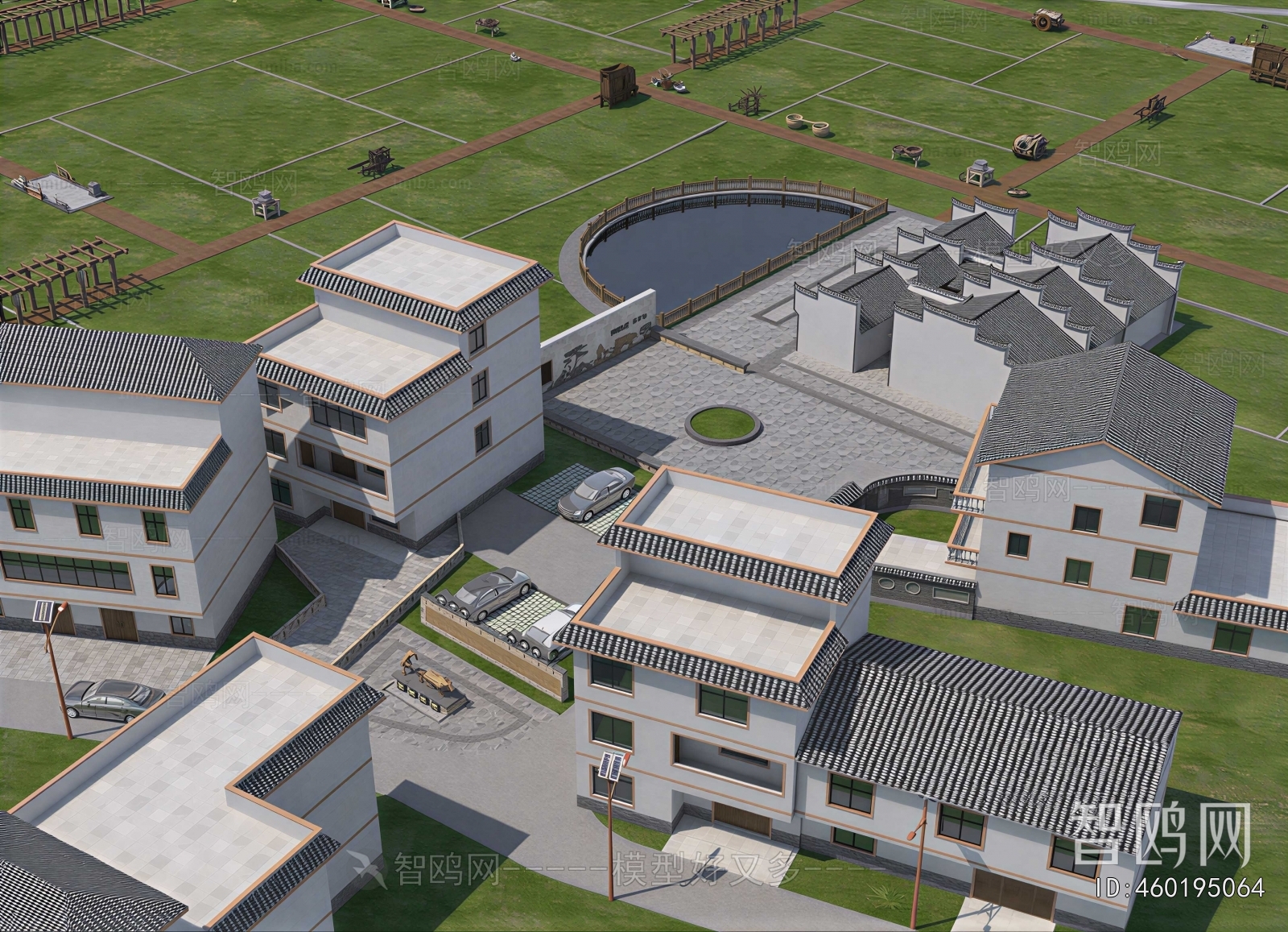 New Chinese Style Architectural Bird's-eye View Planning