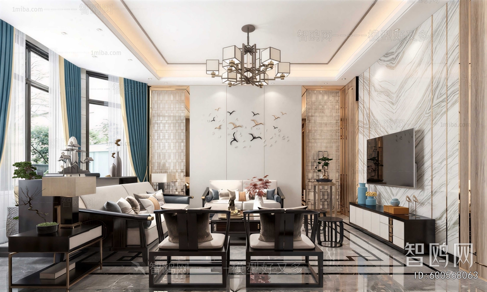 New Chinese Style A Living Room