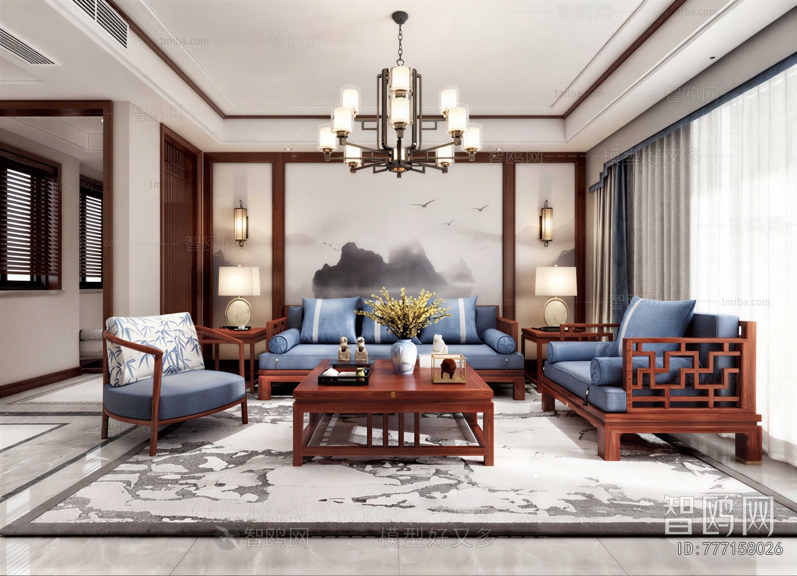 New Chinese Style A Living Room