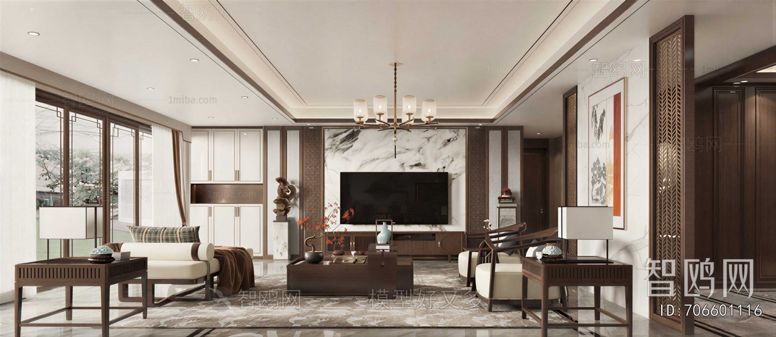 New Chinese Style A Living Room