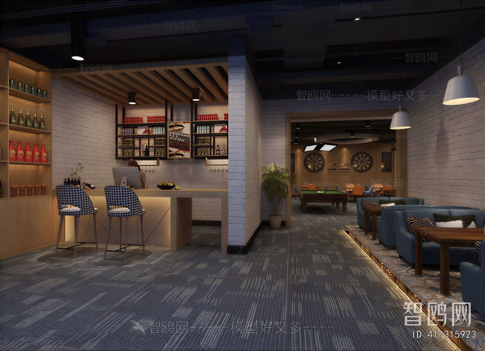 Industrial Style Billiard Room