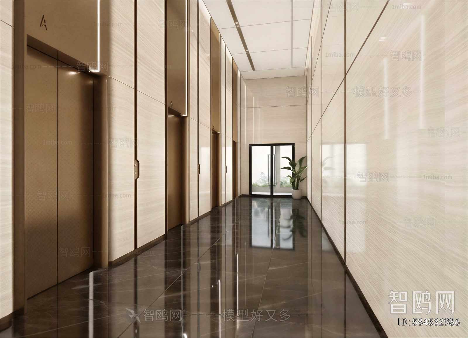 Modern Office Elevator Hall