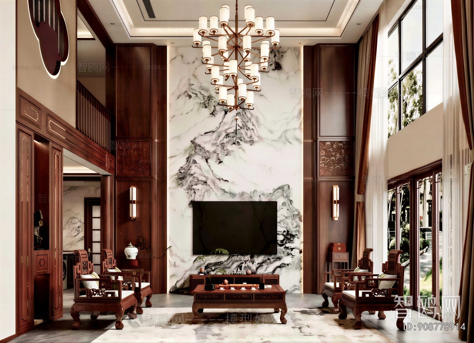 New Chinese Style A Living Room