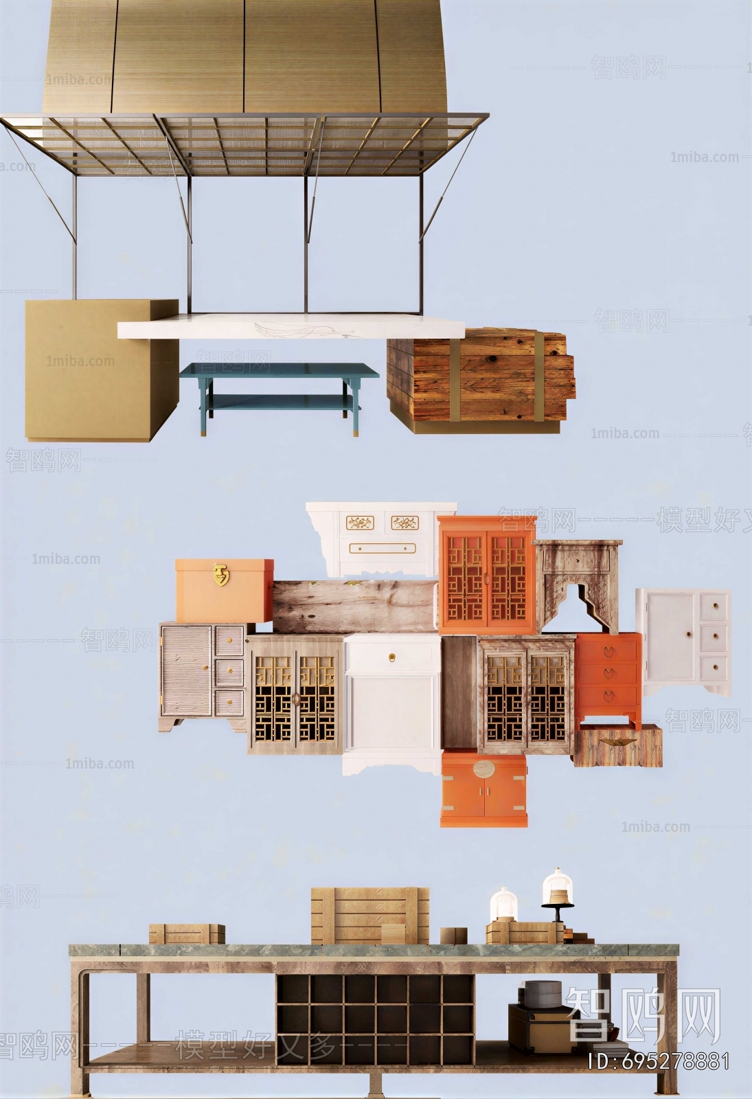 New Chinese Style Decorative Cabinet