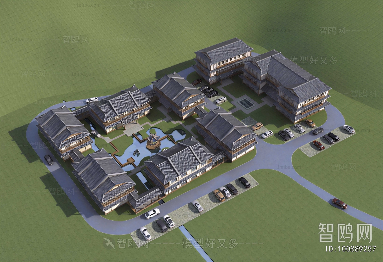 New Chinese Style Architectural Bird's-eye View Planning