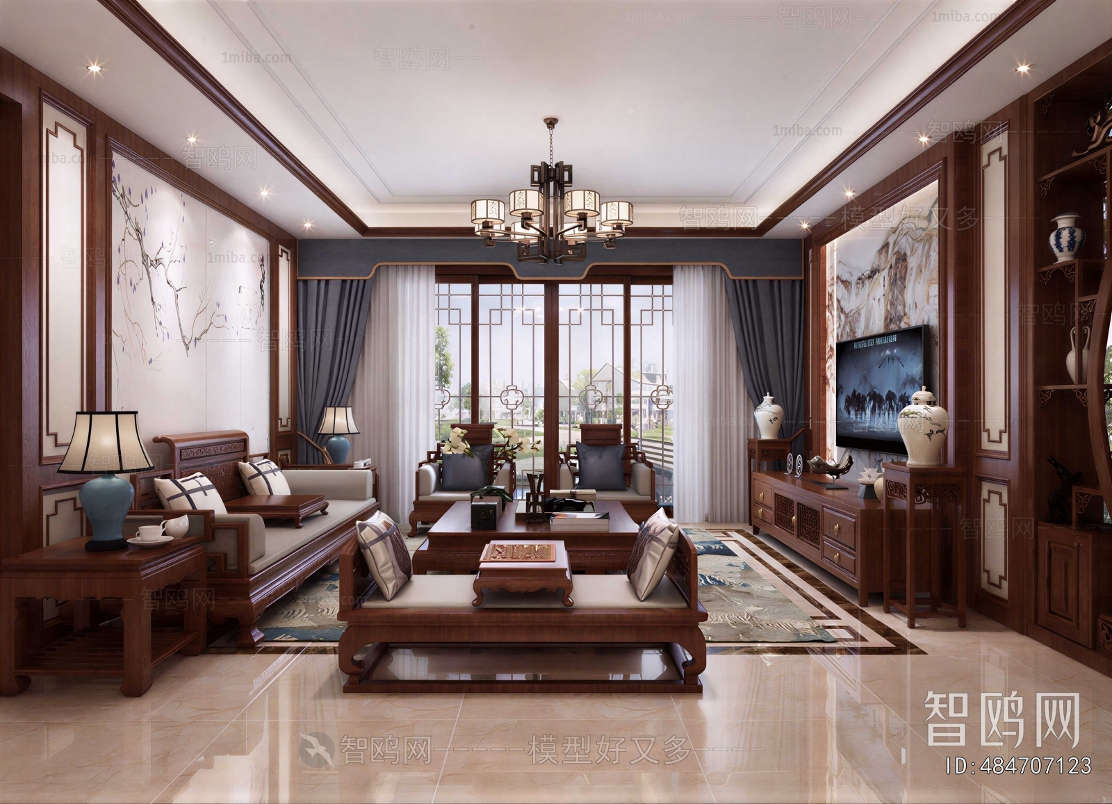 New Chinese Style A Living Room