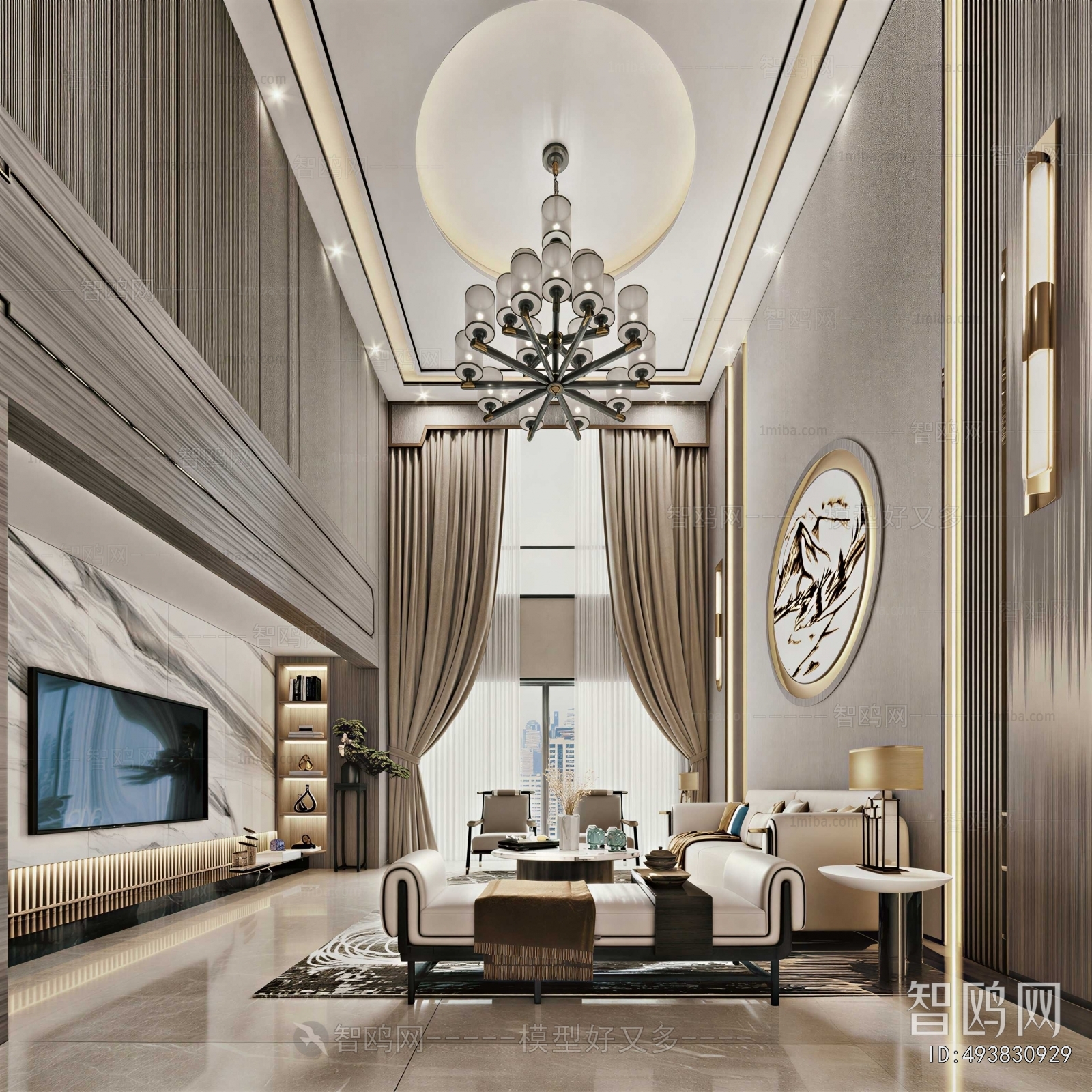 New Chinese Style A Living Room