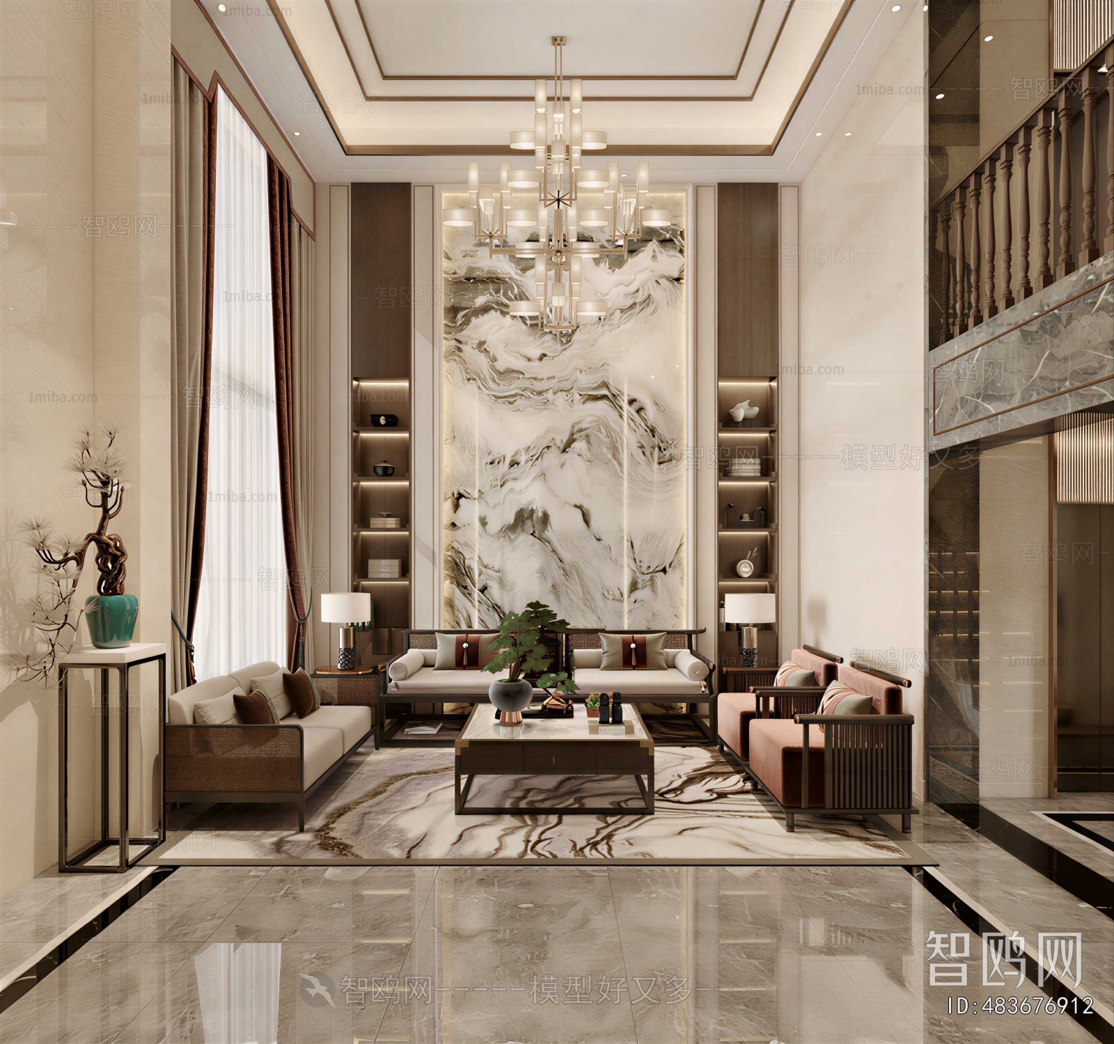 New Chinese Style A Living Room