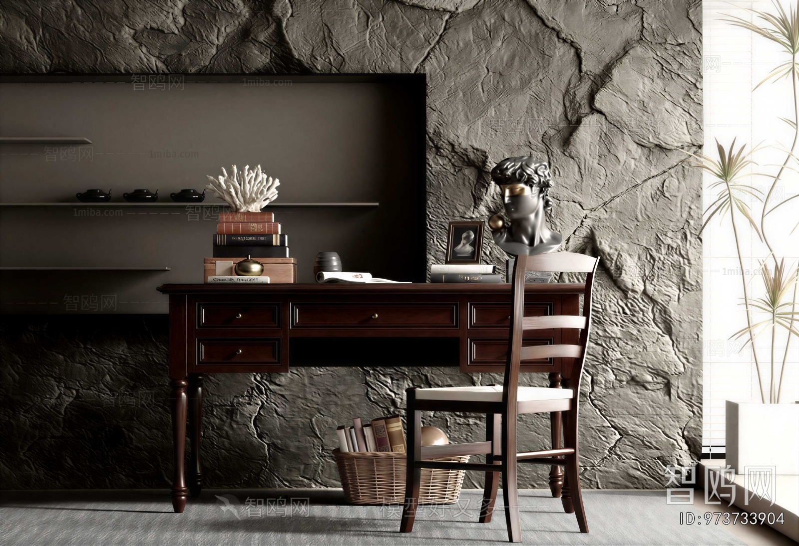 Simple European Style Computer Desk And Chair