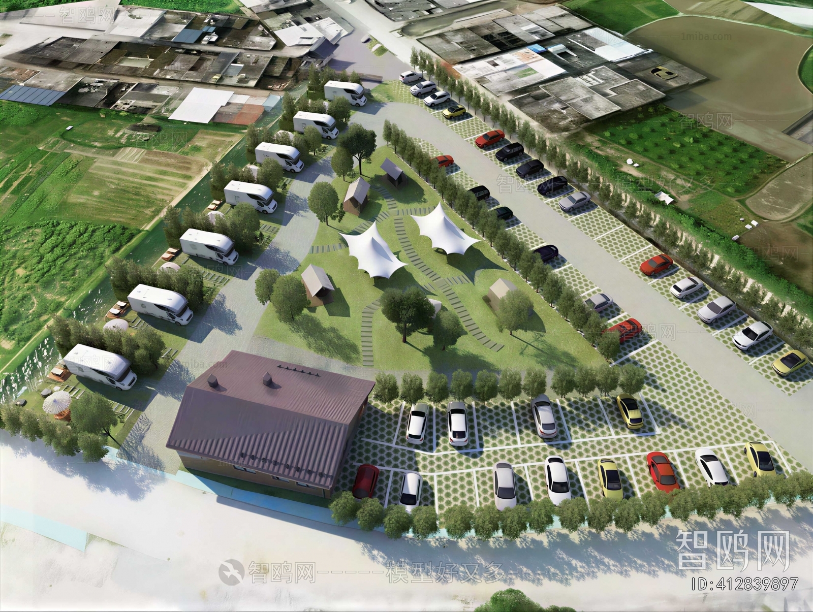 Modern Architectural Bird's-eye View Planning