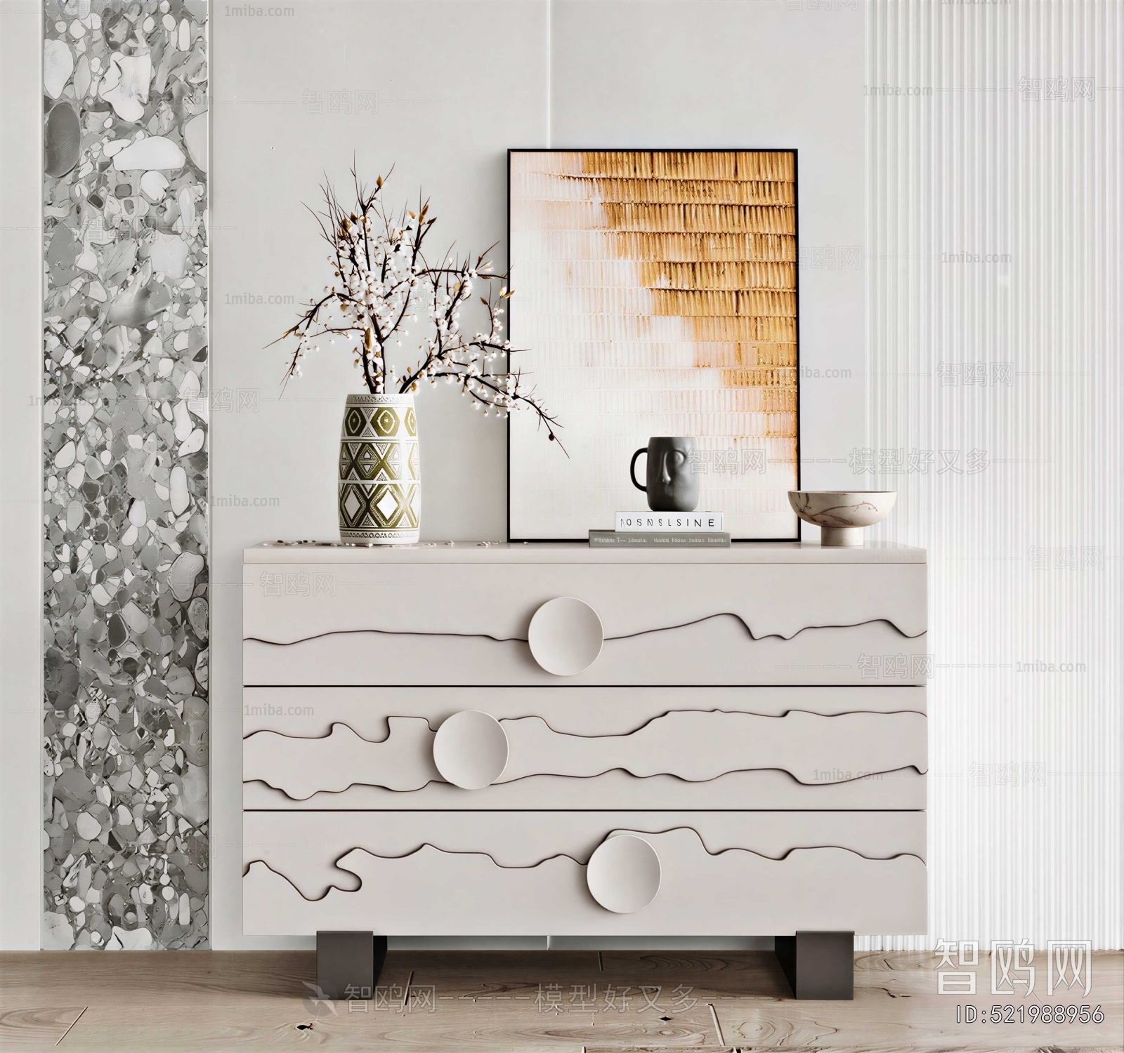 Wabi-sabi Style Side Cabinet