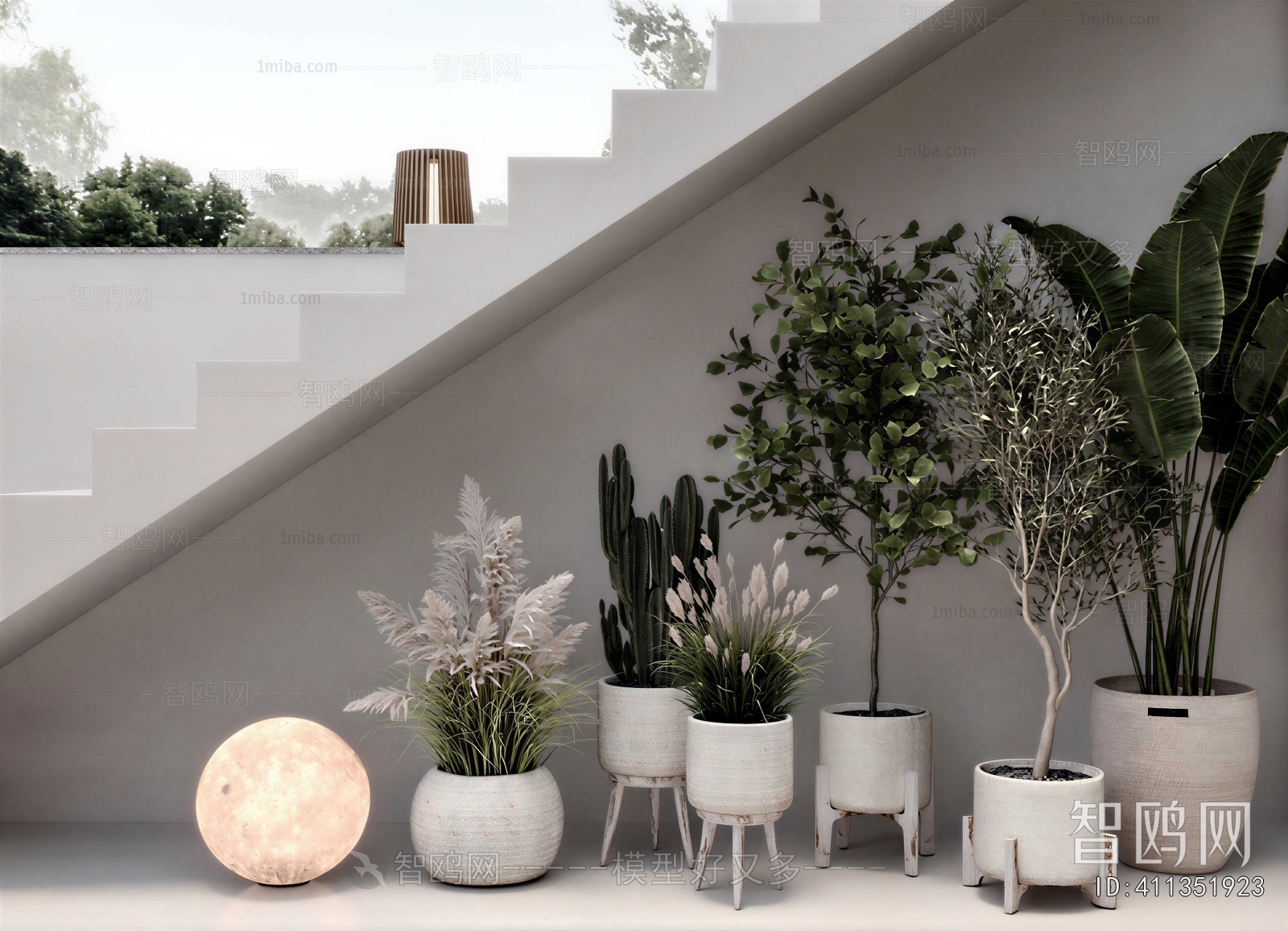 Modern Ground Green Plant Potted Plants