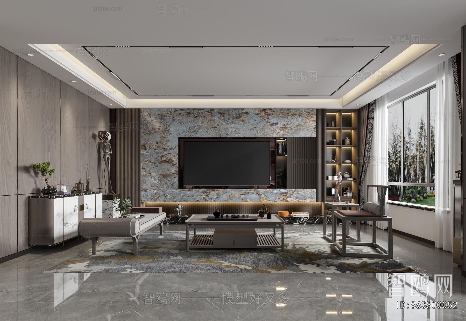 New Chinese Style A Living Room