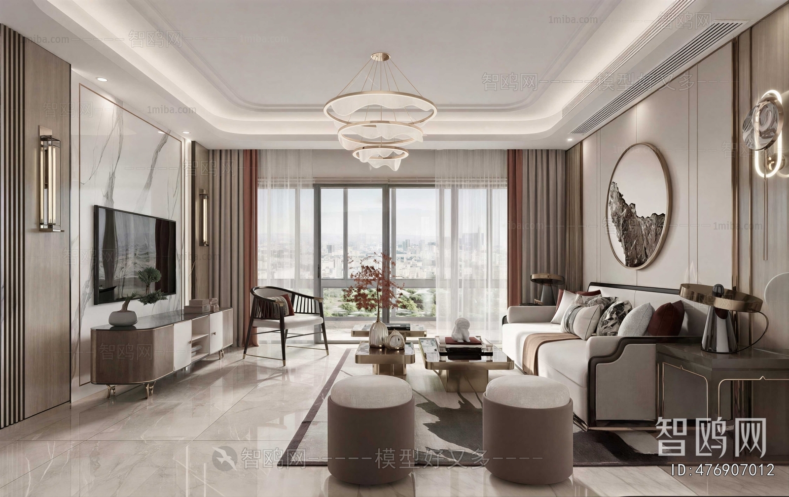 New Chinese Style A Living Room
