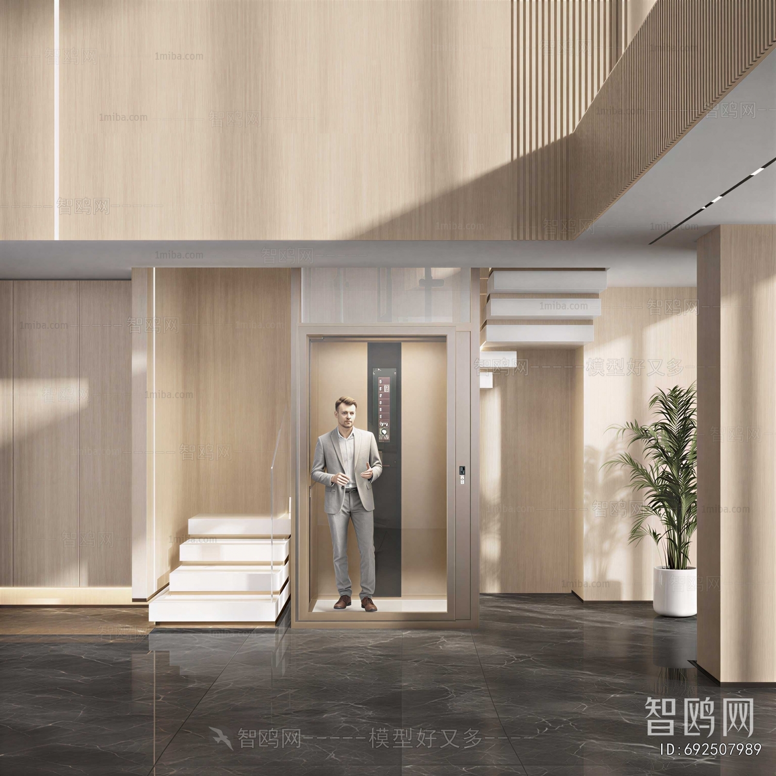 Modern Office Elevator Hall