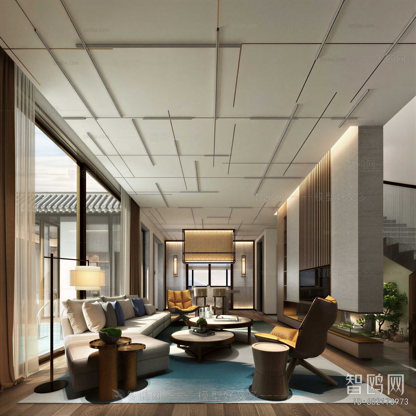 New Chinese Style A Living Room