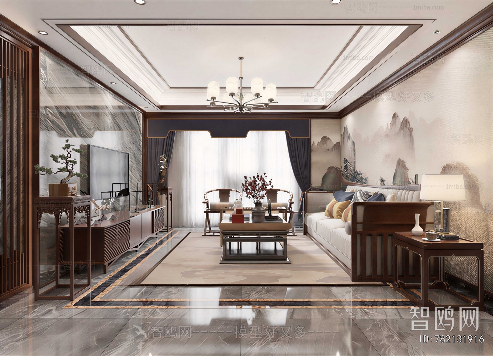 New Chinese Style A Living Room