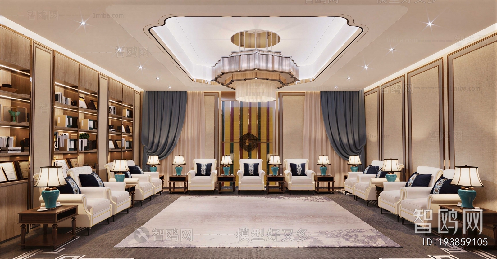 New Chinese Style Office Living Room