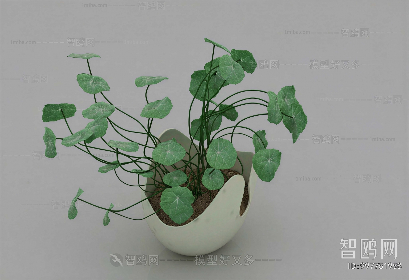 Modern Potted Green Plant