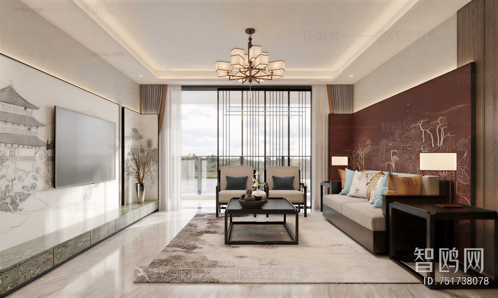 New Chinese Style A Living Room