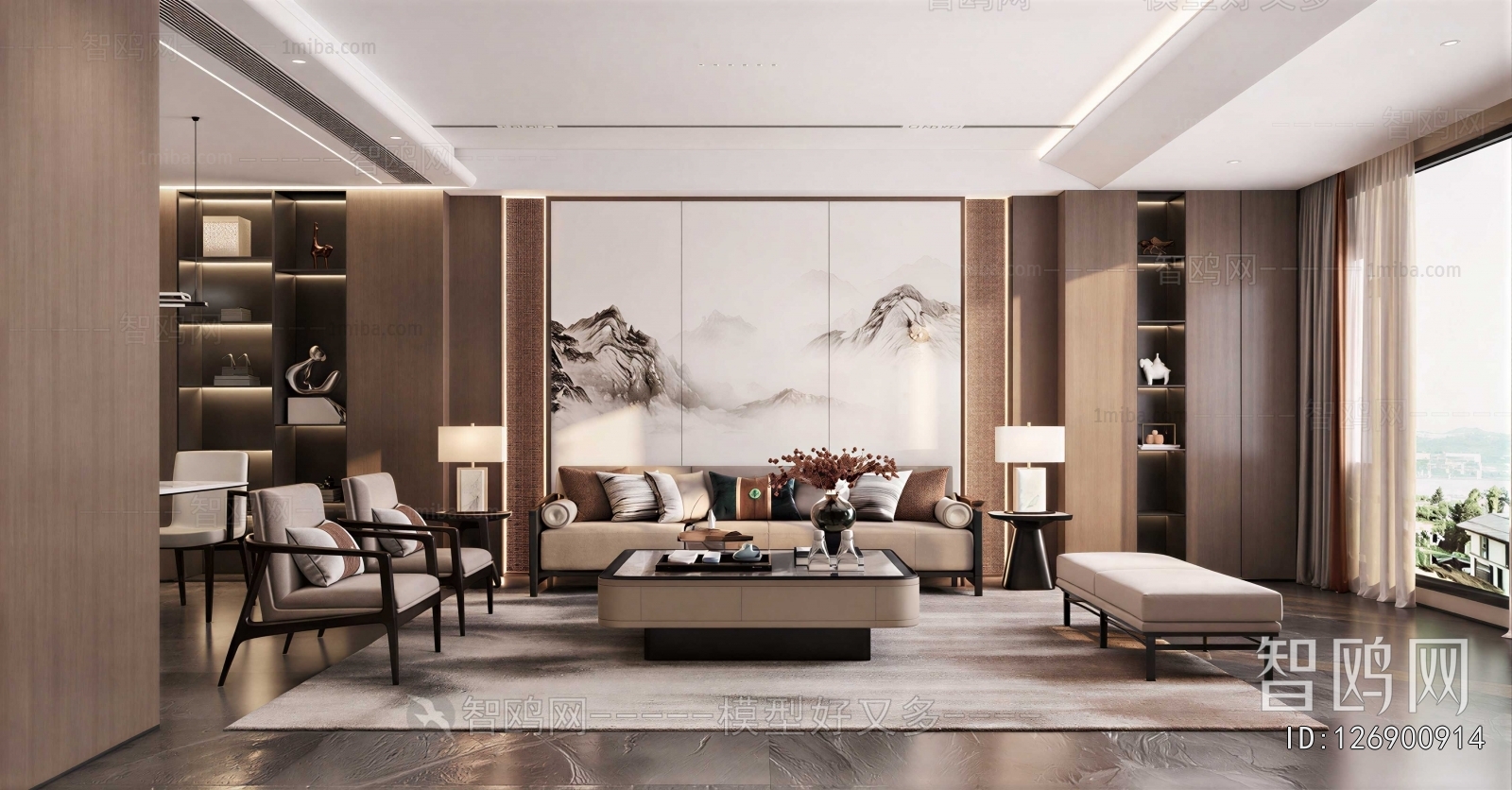 New Chinese Style A Living Room