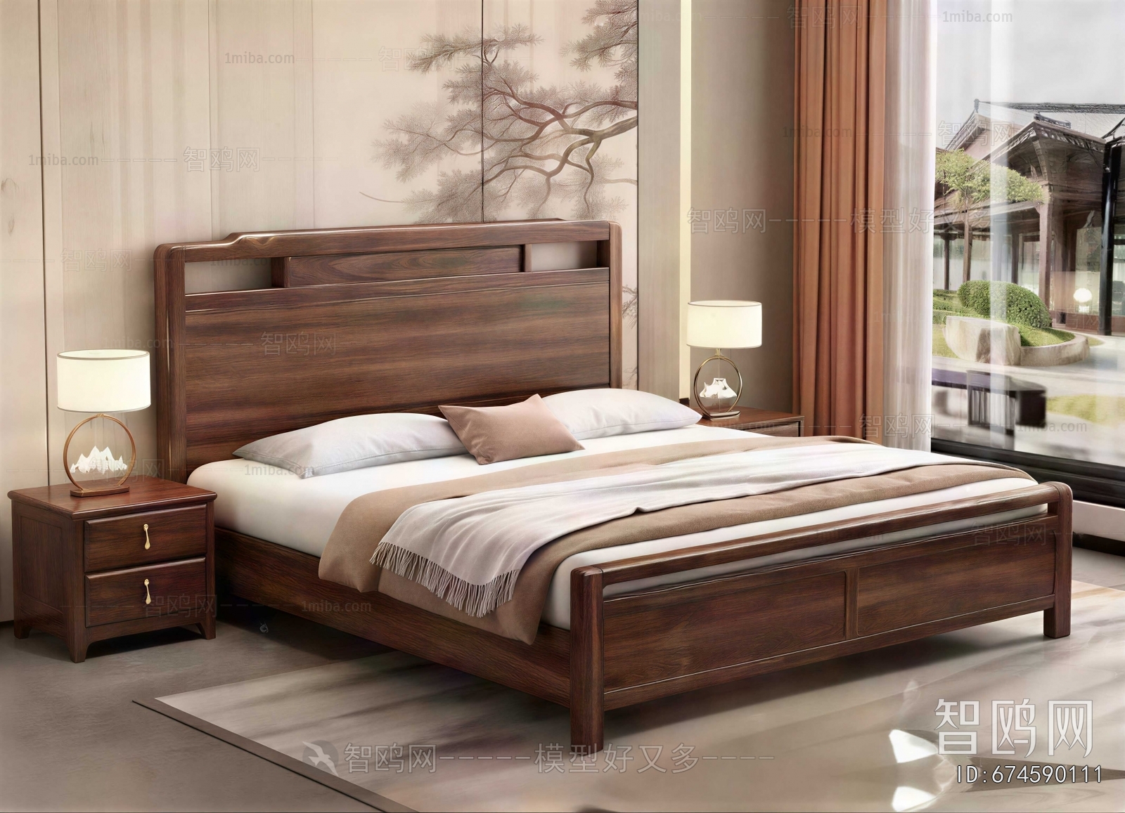 New Chinese Style Double Bed