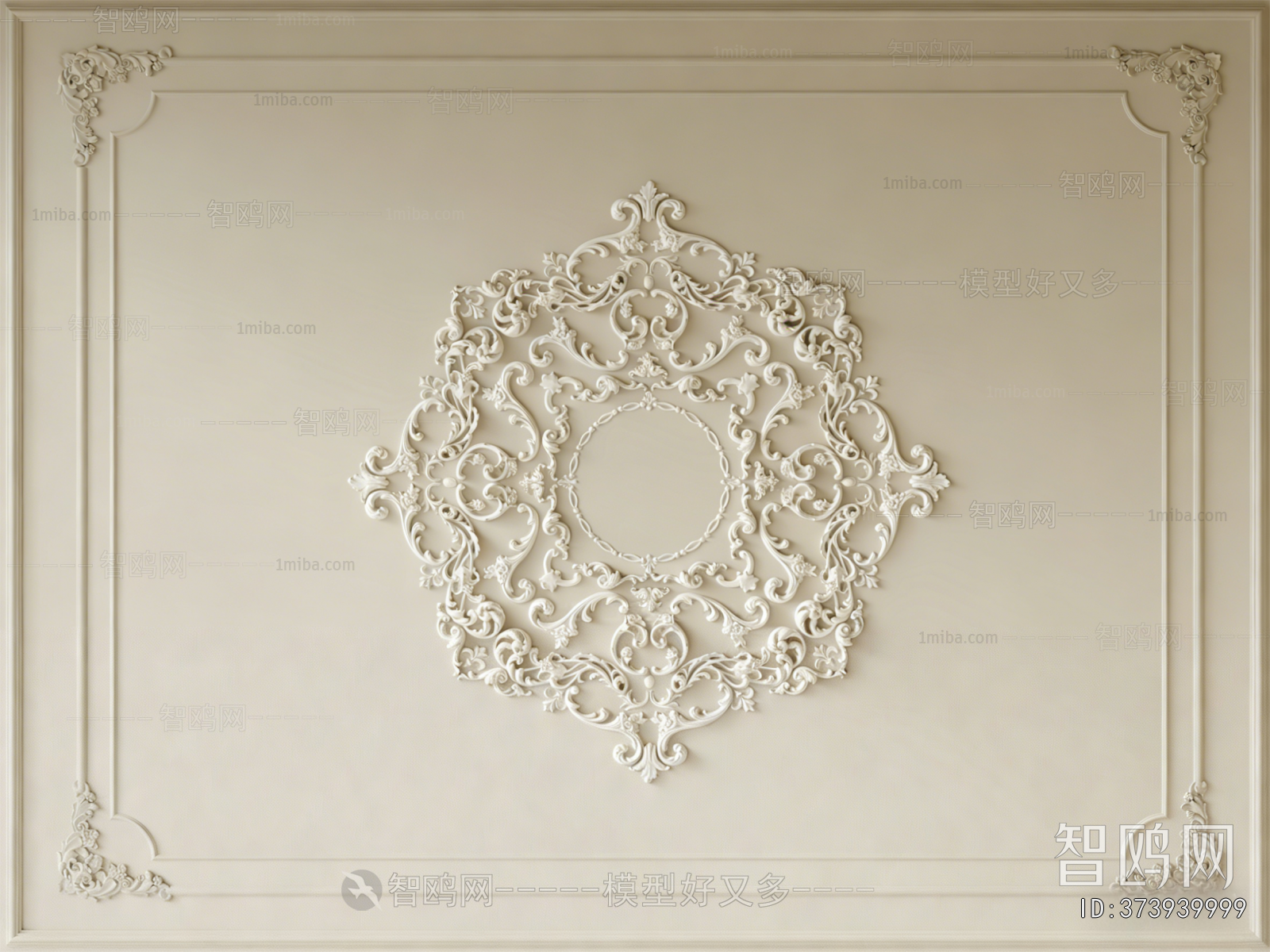 French Style Plaster Carved Top Plate