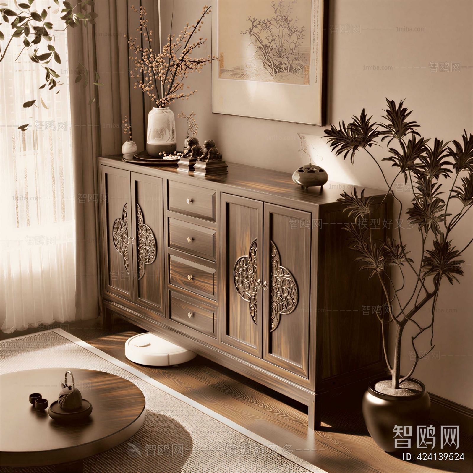 New Chinese Style Side Cabinet