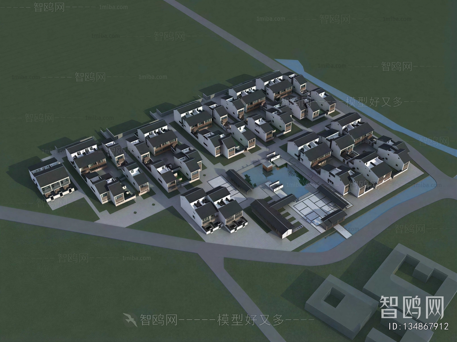 New Chinese Style Architectural Bird's-eye View Planning
