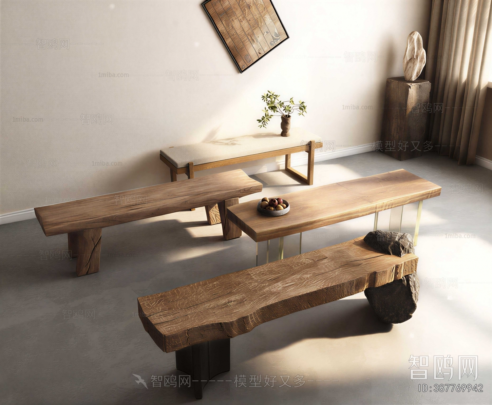 Wabi-sabi Style Bench