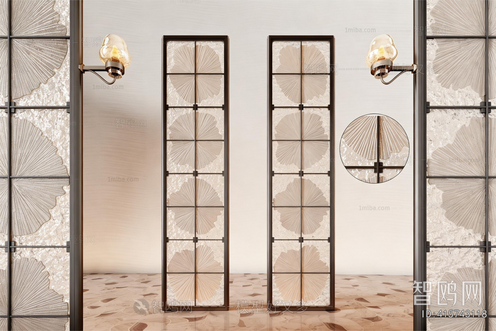 New Chinese Style Glass Screen Partition