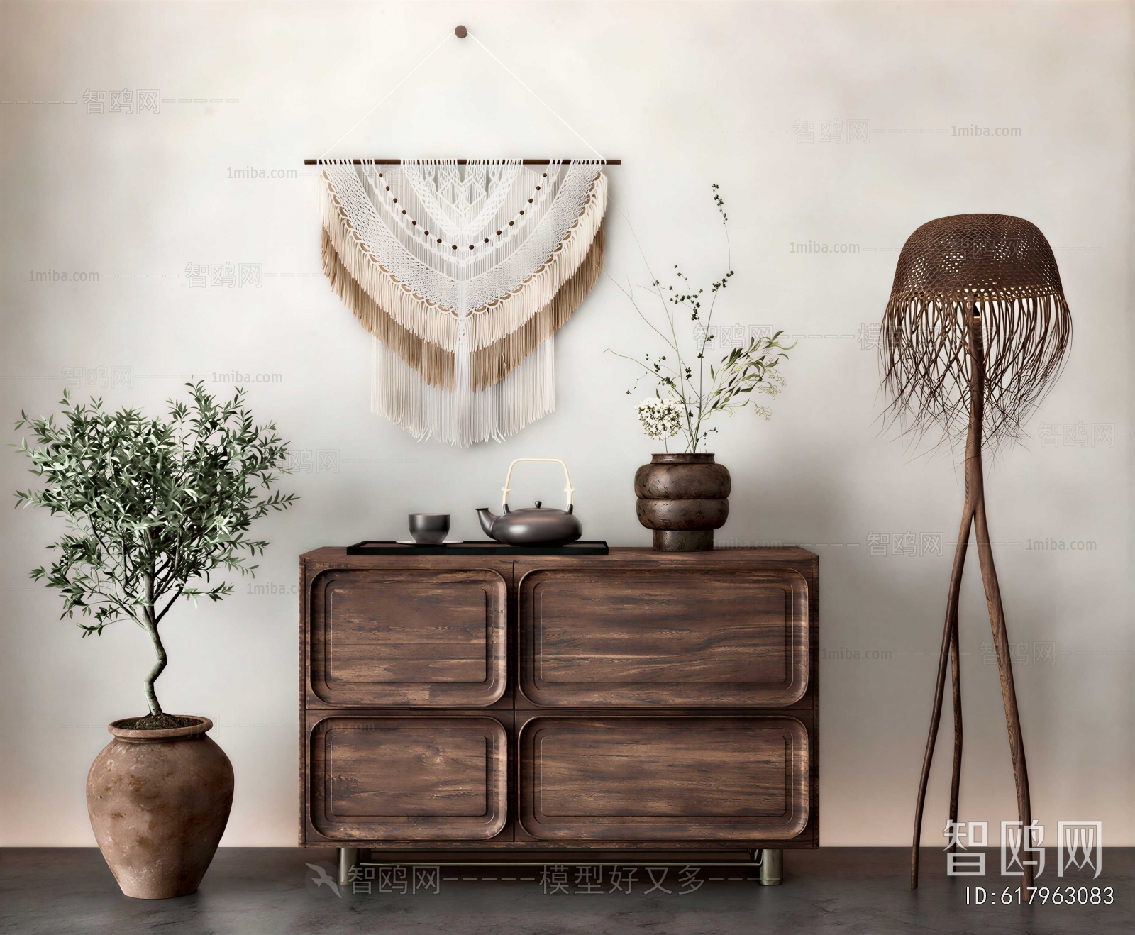 Wabi-sabi Style Side Cabinet