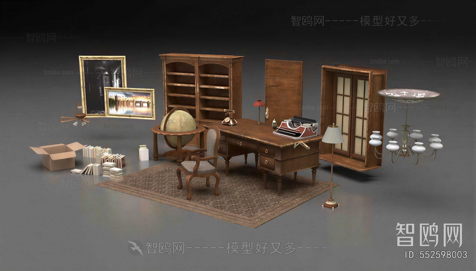 European Style Computer Desk And Chair