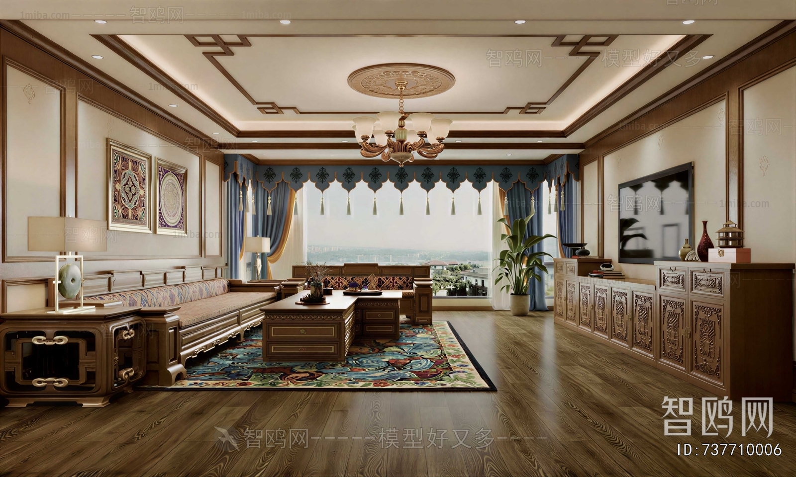 New Chinese Style A Living Room