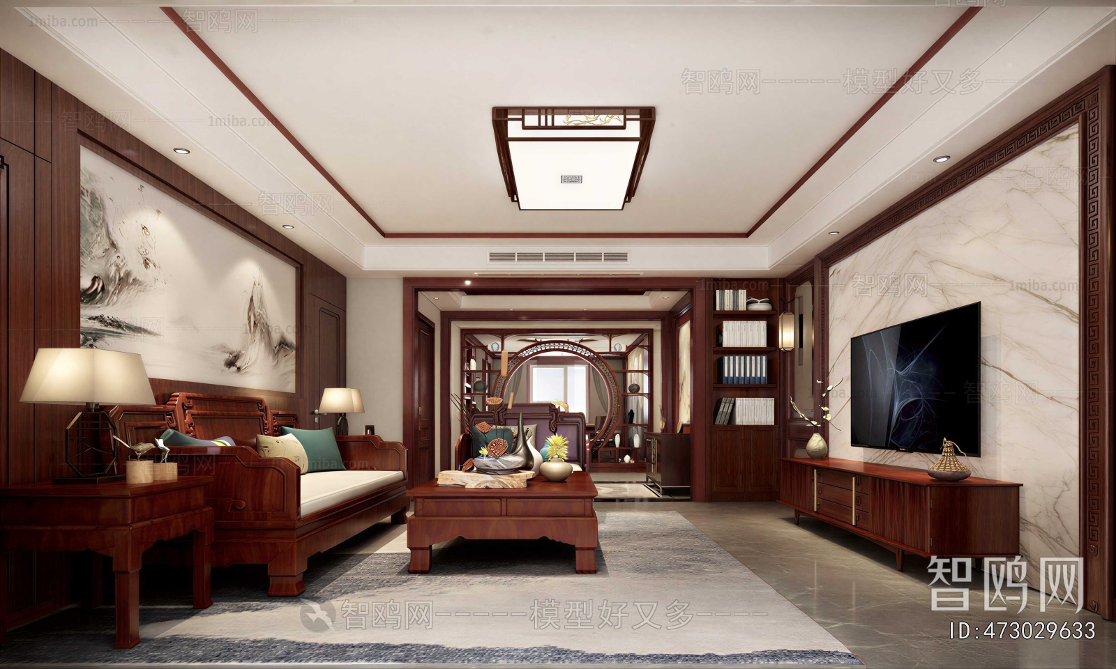 New Chinese Style A Living Room