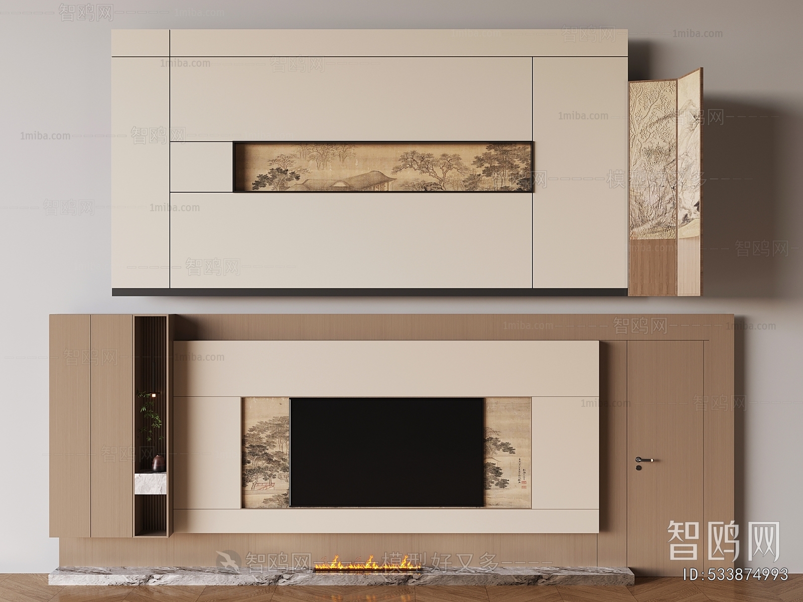 New Chinese Style TV Wall