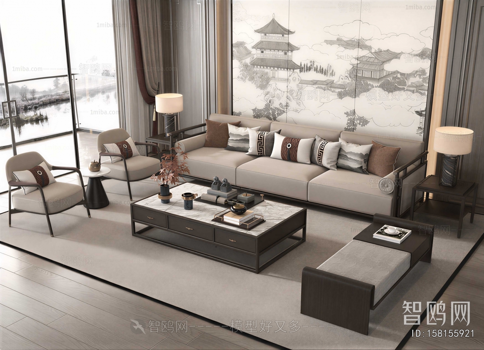 New Chinese Style Sofa Combination