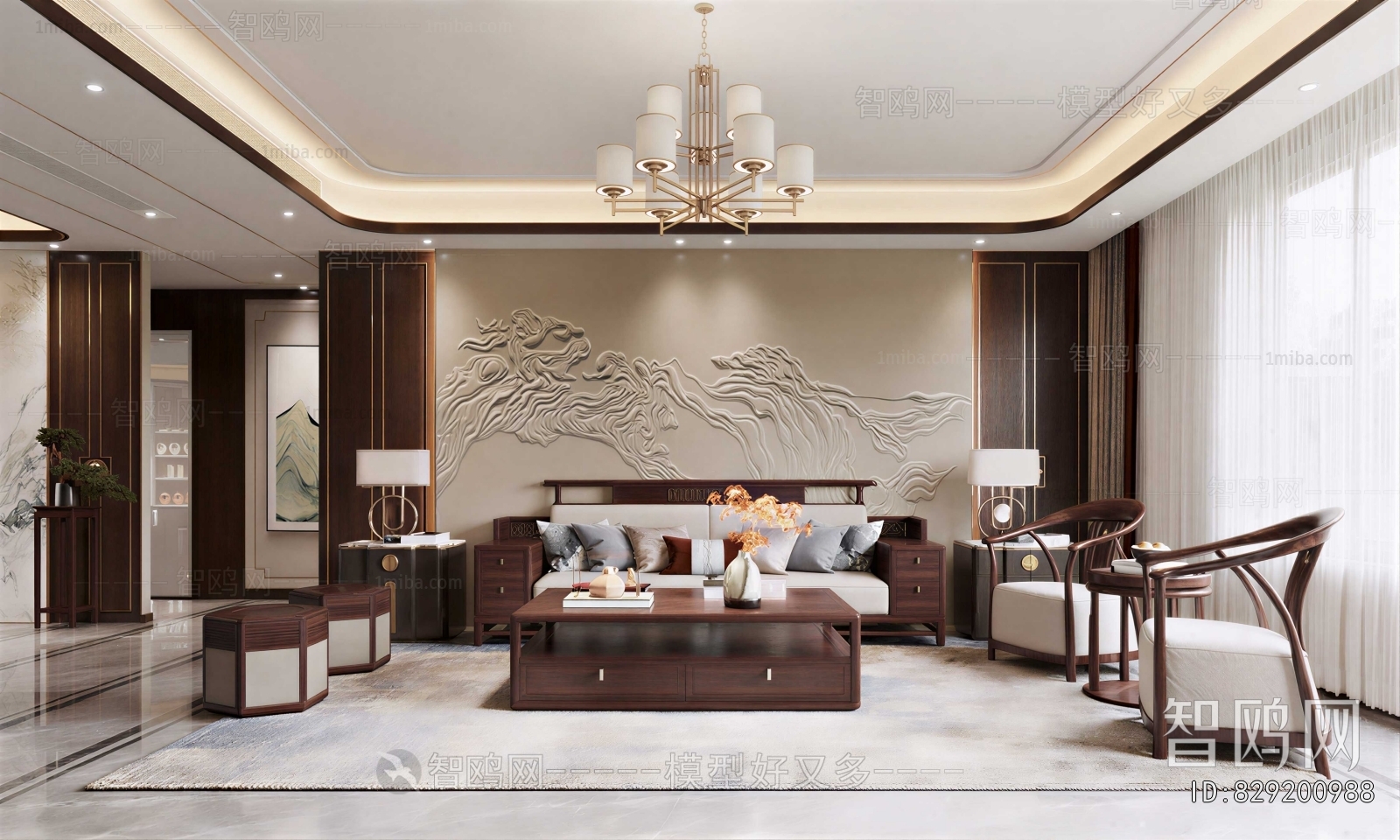New Chinese Style A Living Room